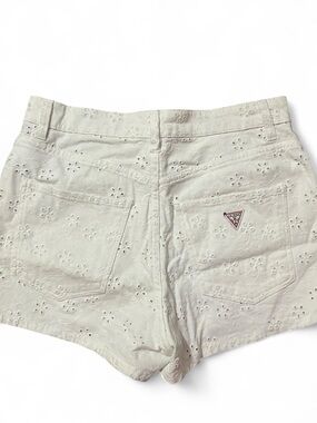 GUESS White Crochet Like Shorts with triangle logo